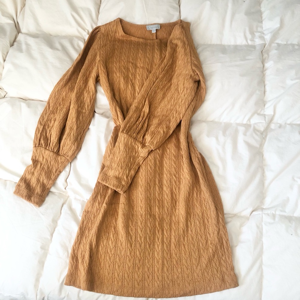 Elegant Mustard Yellow Knit Dress